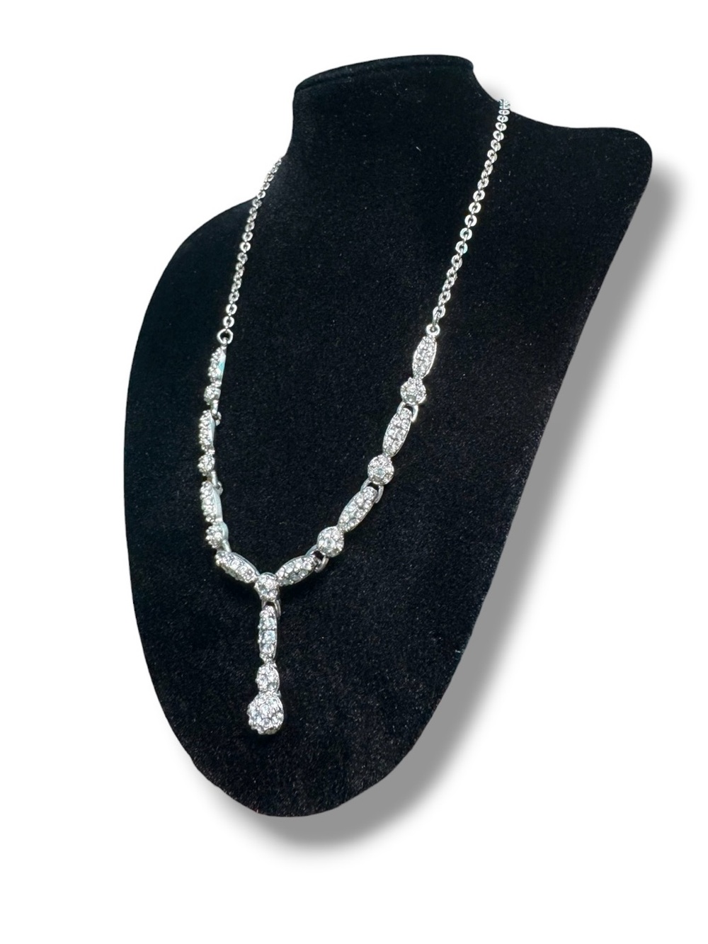 Swarovski Emma Y Necklace Crystal Drop Pendant Silver Tone Signed Swan EUC - Picture 6 of 6
